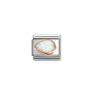 Nomination - Link FECETED STONES LEFT 375 gold WHITE OPAL