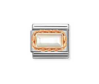 Nomination - Link CLASSIC BAGUETTE stone and 9k rose gold WHITE MOTHER OF PEARL