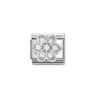 Nomination - Link SYMBOLS cz and 925 sterling silver WHITE DAISY FLOWER