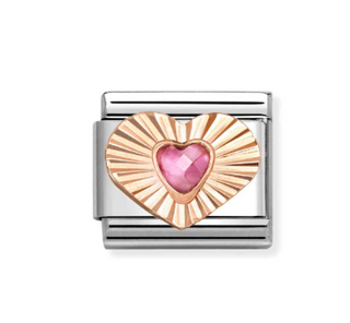 Nomination - Link DIAMOND HEART 9k rose gold HEART PINK