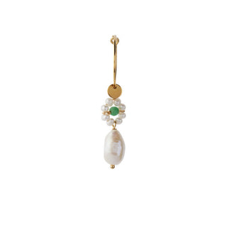 STINE A - Heavenly Flower Pearl Hoop W/Green Stone & Pearl