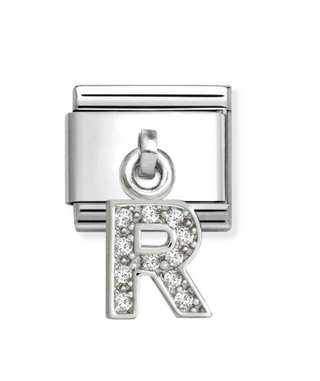 Nomination - Link CHARMS LETTERS cz and 925 sterling silver R