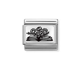 Nomination - Link PLATES 925 sterling silver BOOK FLOWERS