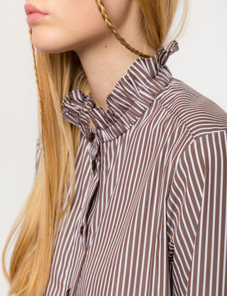 APOF - Iris Dress - Brown White Stripe