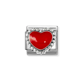 Nomination - Link SYMBOLS enamel and 925 sterling silver RED RAISED HEART