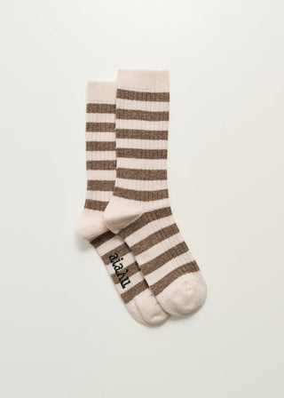 AIAYU - Striped Cashmere Sock - Mix Beige