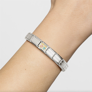 Nomination - Link Enamel & 18K Gold BROTHER & SISTER PINK BLUE