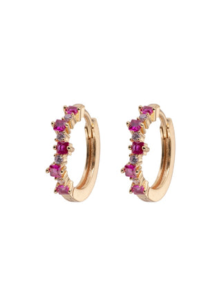 Emilia by Bon Dep - Mixed Medium Hoops - Cerise