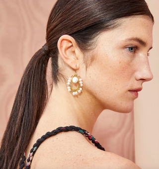 ULLA JOHNSON JEWELLERY - Beaded Single Drop Earring - Pearl