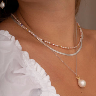 STINE A - Short Snake Necklace Silver
