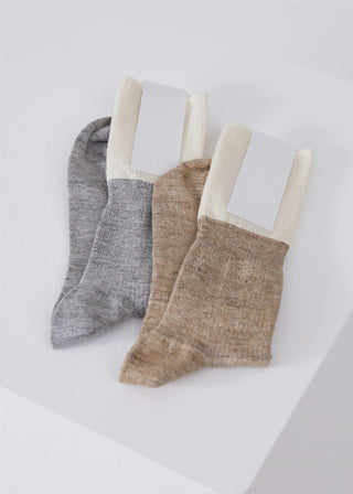 AIAYU - Linen Rib Socks - Mix Linen