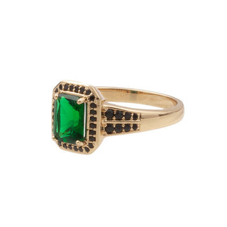 All The Luck in the World - Chérie Ring Rectangle - Green Black