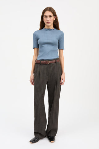 SKALL - Edie T-Neck Tee - Faded Blue