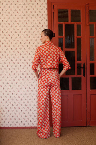MARIA DE LA ORDEN - Douglas Pant - Red Flowers Denim