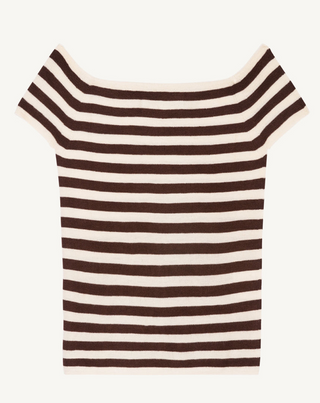 BOMPARD - Striped Top Knit - Cream/Cafe