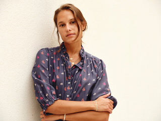 M.A.B.E - Auden Print Top - Navy