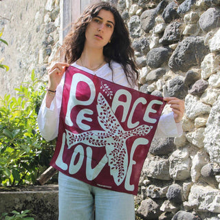 LES BELLES VAGABONDES - Mini Foulard Peace and Love - Bordeaux