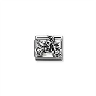 Nomination - Link SYMBOLS oxidized steel 925 sterling silver MOTORCYCLE