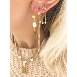 STINE A - Petit Baroque Pearl Earring W/Candy Stones - Soft Lime