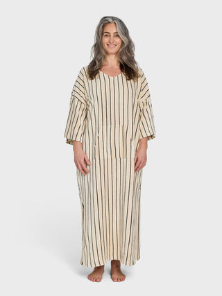 BONGUSTA - Naram Kaftan Dress - Creme & Ink
