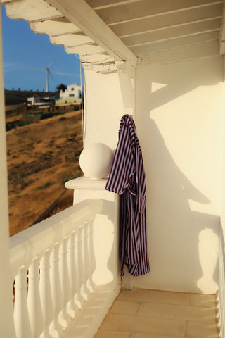BONGUSTA - Naram Bathrobe - Wine & Lavender Blue