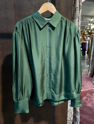 POMANDÈRE - Silk Twill Shirt - Seaweed Green