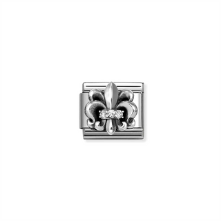 Nomination - Link SYMBOLS oxidized steel 18k gold sterling silver LILY WHITE