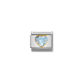 Nomination - Link HEART FACETED 18k gold LIGHT BLUE