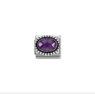 Nomination - Link Stone Faceted CZ Beaded Rich Setting 925 Silver PURPLE