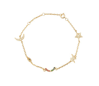 All The Luck in the World - Sunlight Goldplated Bracelet Moonstar Charms - Opal