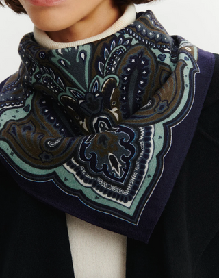 BOMPARD - Stan Paisley Scarf 90x90 - Marine/Olive