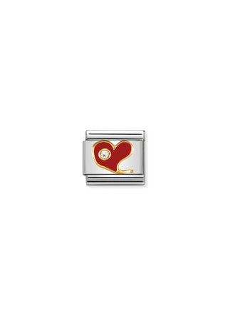 Nomination - Link 18k Gold, Enamel & Zirconia RED HEART WITH ZIRCONIA