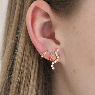 STINE A - Petit Cherry Earring Gold Enamal