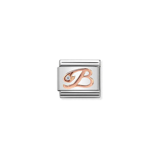 Nomination - Link LETTERS zircon 9k rose gold B