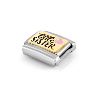 Nomination - Link CLASSIC PLATES steel enamel 18k gold LITTLE SISTER