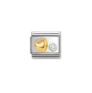 Nomination - Link SYMBOLS 750 gold, 925 sterling silver and cz RAISED HEART CZ WHITE