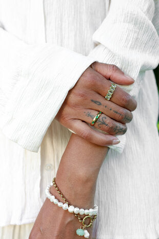 All The Luck in the World - Ring 5 Oval Stones - Light Green