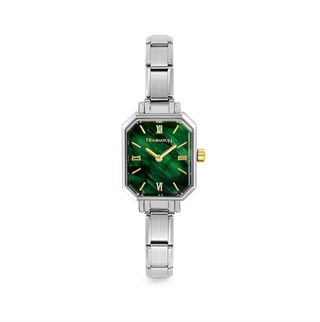Nomination - PARIS watch with steel band RECTANGLE MALACHITE GREEN GOLD