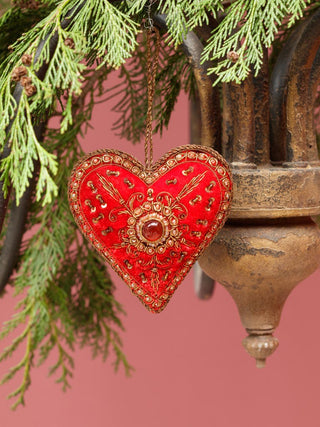 CHEHOMA - Embroidered Red Velvet Hanging Heart