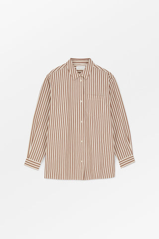 SKALL - Edgar Shirt - Brown/Ecru Stripe