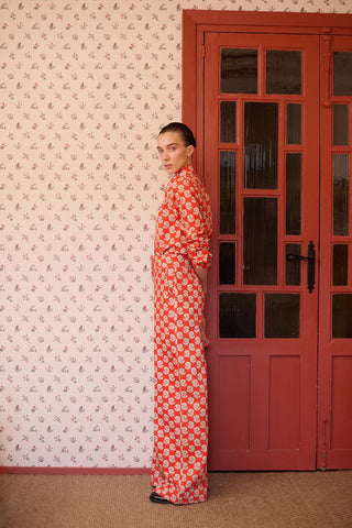 MARIA DE LA ORDEN - Douglas Pant - Red Flowers Denim