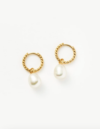 MISSOMA - Pearl Twisted Small Drop Hoop Earrings