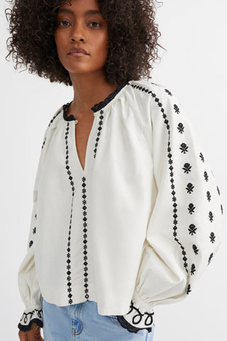 SKALL - Ella Blouse - Silenced White/Black