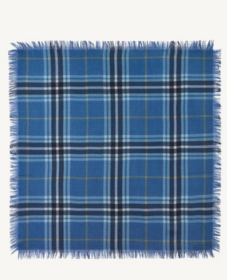 BOMPARD - Swann Tartan Mini Scarf 63x63 - Bleu De Delft/Marine