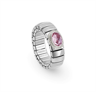 Nomination - Stretch RING steel 925 sterling silver FACETED LIGHT PINK BRAIDED