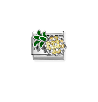 Nomination - Link SYMBOLS steel enamel 925 sterling silver cz YELLOW PINEAPPLE