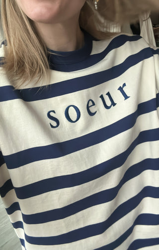 SOEUR - Adam T-shirt - Ecru/Marine