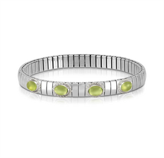 Nomination - Extension stretch BRACELET steel 925 sterling silver FOUR PERIDOT GREEN STONE BRAIDED