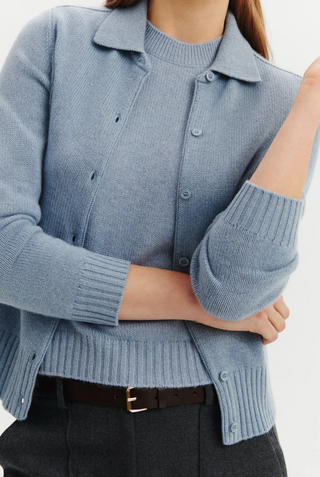 BOMPARD - Preppy Polo Cardigan - Bleu Glacier