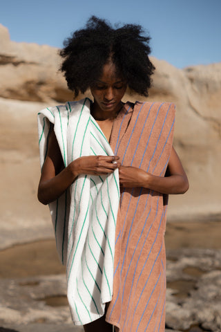 BONGUSTA - Naram Bath Towels -  Pure White & Grass